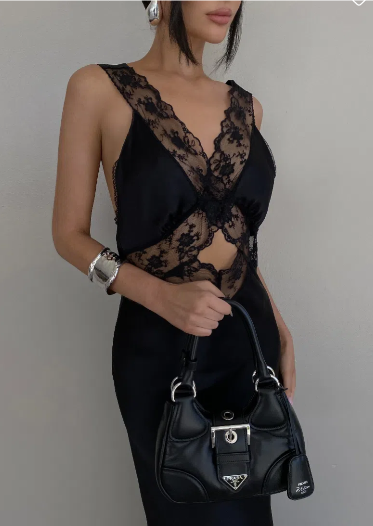 STEFI black lace maxi dress