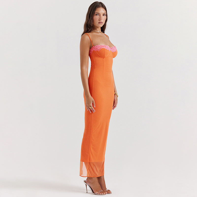 ZIA flame orange maxi dress