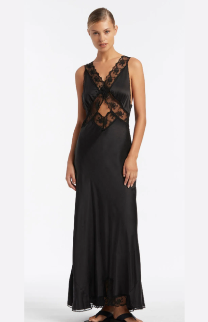 STEFI black lace maxi dress
